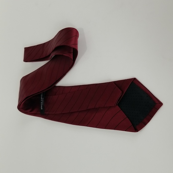 Pierre Cardin Red & Black Striped Silk Tie - Picture 4 of 11